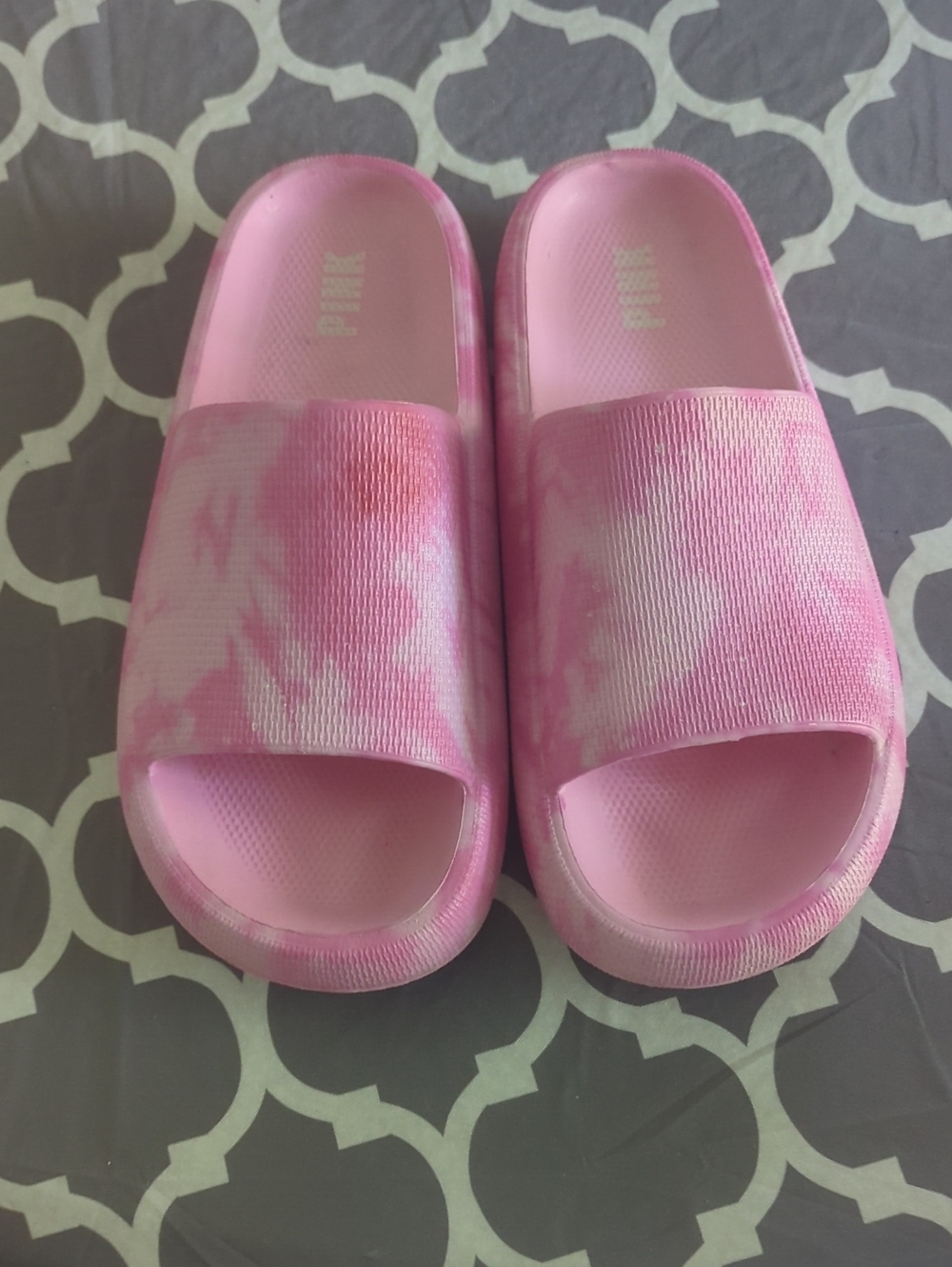 PINK Victoria's Secret Pink Tie-Dye Slide Sandals